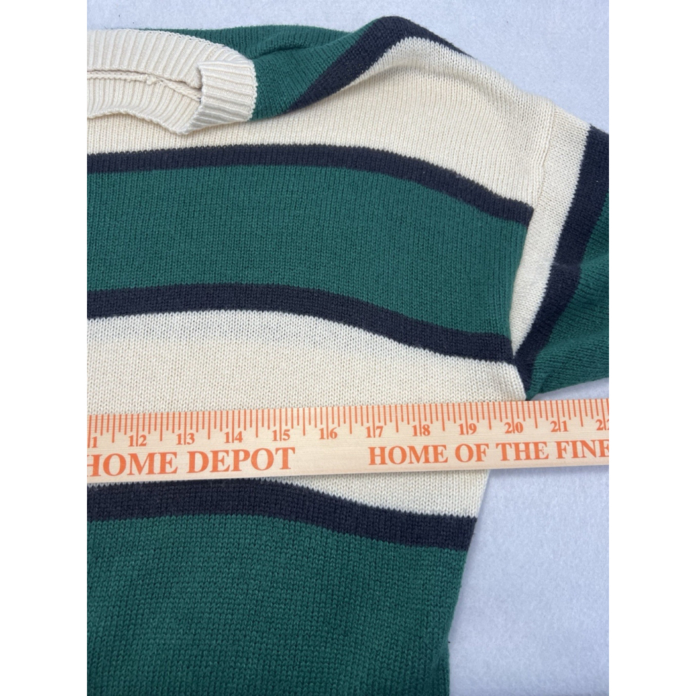 H&M Divided Striped Sweater Green White Woman’s Medium Crew Neck - Picture 10 of 11